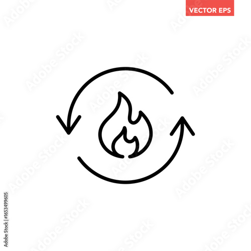 Black single metabolism line icon, simple organism reaction conversion symbol flat design pictogram vector for app logo ads web webpage button ui ux interface elements isolated on white background