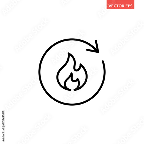 Black single metabolism line icon, simple organism reaction conversion symbol flat design pictogram vector for app logo ads web webpage button ui ux interface elements isolated on white background