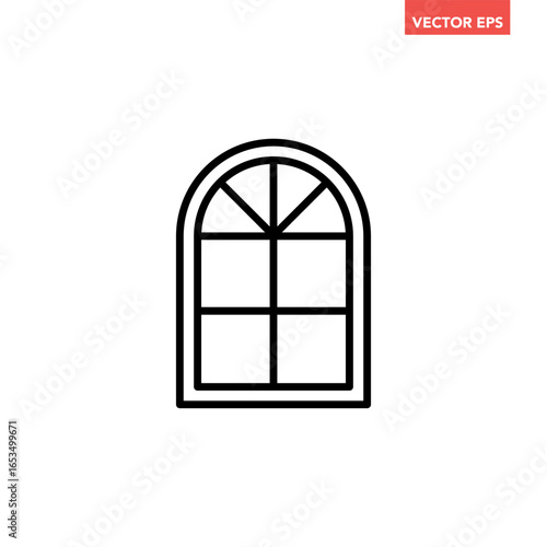 Black single clear window frame line icon. Simple modern building element graphic flat design pictogram vector for app ads web button banner ui interface elements isolated on white background
