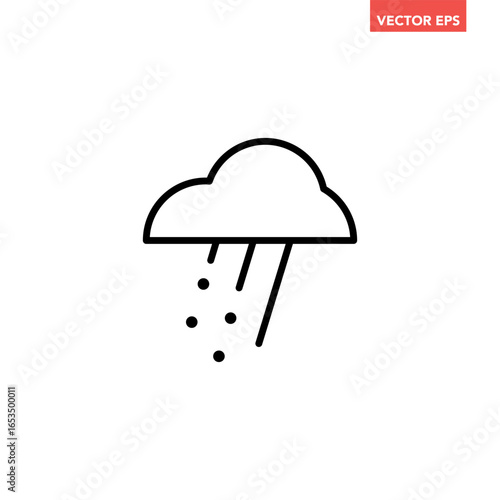 Black single hail line icon, simple freezing rain weather flat design vector pictogram, infographic vector for app logo web website button banner ui ux interface elements isolated on white background