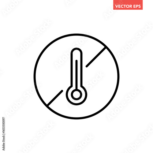 Black no high heat line icon. Prohibited high-temperature. Restriction flat design pictogram, infographic vector for app logo web button ui ux interface elements isolated on white background