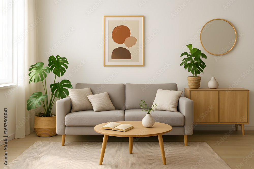 Obraz premium Serene Scandinavian Living Room Design