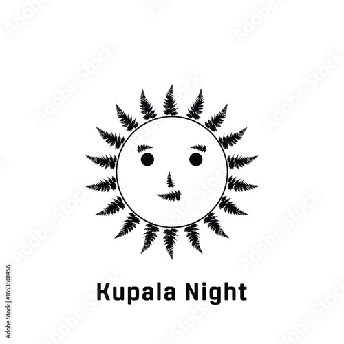 A Kupala Night Icon on a white background, A hand drawn illustration of a Kupala Night icon on a white background
