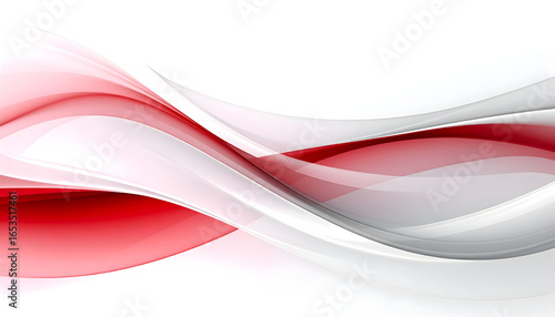 Abstract Wave Design With Red And Gray Elements On White Background