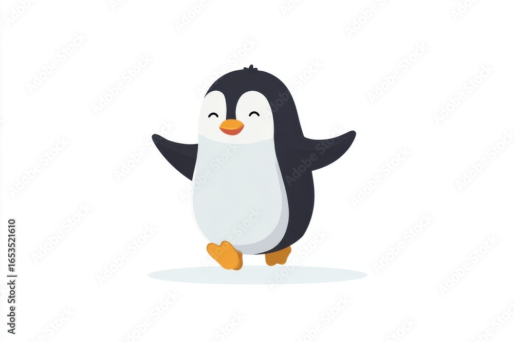 Fototapeta premium Minimalist Penguin Illustration on White Space