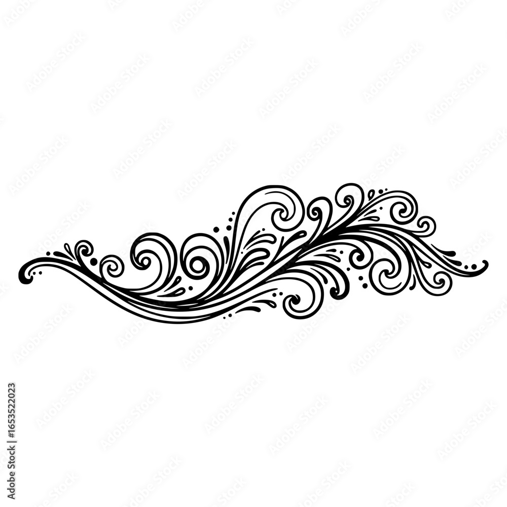 Fototapeta premium Elegant decorative swirl design, hand drawn vector