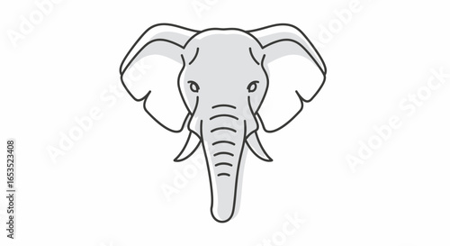 Minimalist Elephant Head Illustration for Children's Education, Wildlife Awareness, and Conservation Campaigns. Suitable for educational resources, zoological guides, and animal-themed designs.