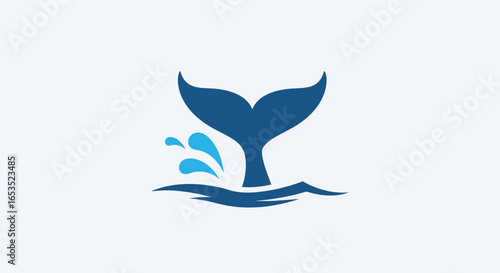 Elegant Whale Tail Logo Design with Water Splash for Marine Conservation, Ocean Research, or Sustainable Tourism Branding and Creative Graphic Projects