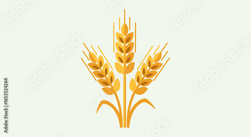 Golden Wheat Stalks Illustration Symbolizing Agriculture, Harvest, and Food Production for Nutritional Information and Agricultural Business Promotion