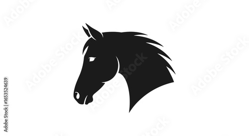 Black Horse Silhouette Emblem for Equestrian Clubs, Branding, and Minimalist Design Projects. Ideal for logo design, app icons, and website graphics.