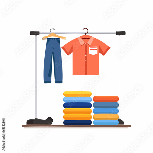 衣服等卸売業とアパレル流通を表す衣類ベクターアイコン