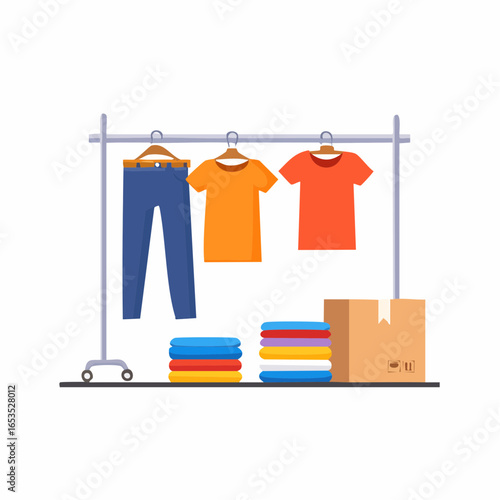 衣服等卸売業とアパレル流通を表す衣類ベクターアイコン