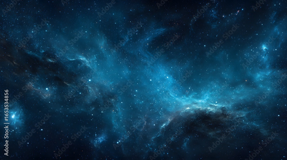 Fototapeta premium A vast expanse of deep space, filled with swirling nebulae and countless stars, creating a breathtaking and mesmerizing view of the cosmos.