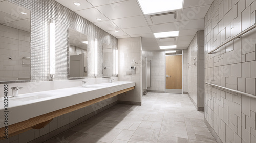 Modern Public Restroom Interior With Clean White Design
