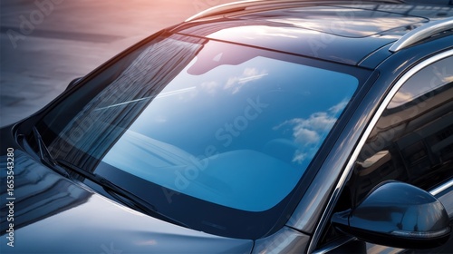 Car windshield reflection detail