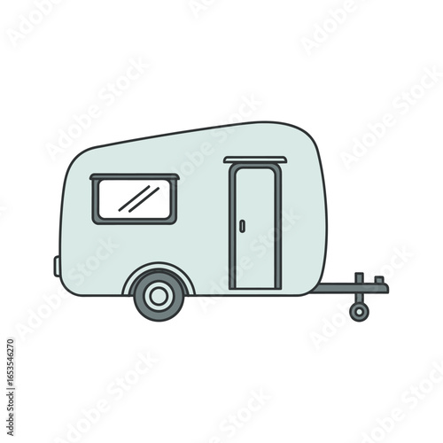 Illustration of a teal caravan, ready for a road trip.