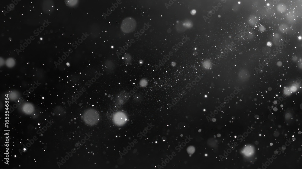 Obraz premium Abstract Black Background with White Particles Falling in Motion