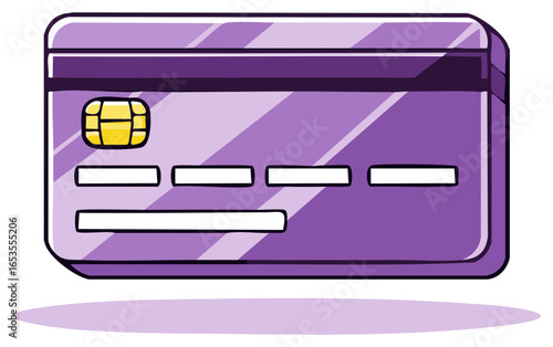 Purple Credit Card Illustration with Chip for Secure Payments and Financial Transactions