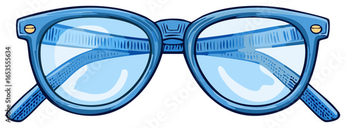 Stylish Blue Framed Eye Glasses Accessory Illustration for Vision Correction