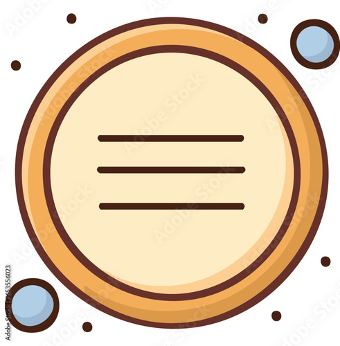 Circular menu icon with lines and abstract dots and circles