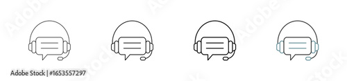 Virtual assistant icon set outline style with various sizes