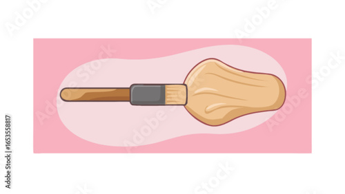 Illustration of makeup brush applying foundation for beauty blog and cosmetic product promotion use