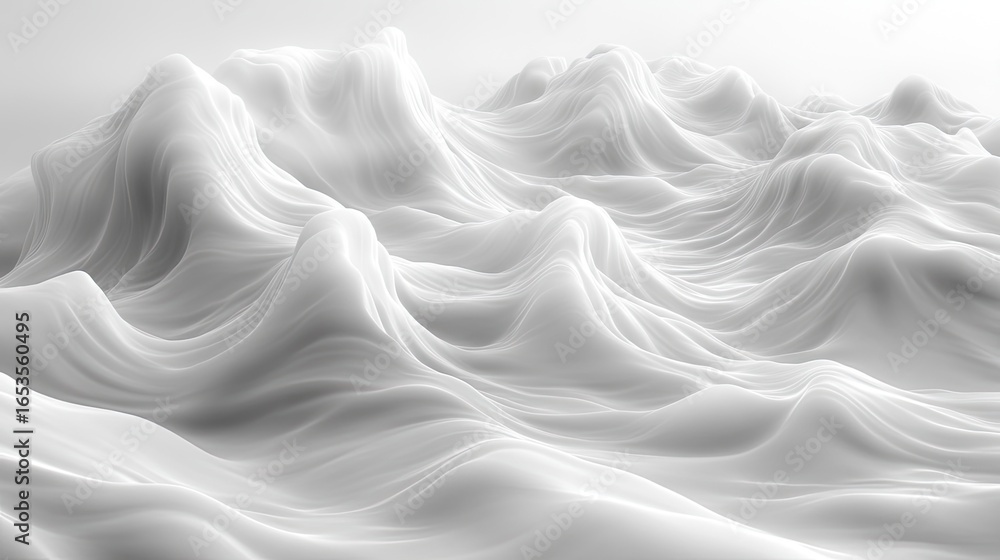 Obraz premium Monochromatic 3D landscape evokes a sense of serenity and abstract forms