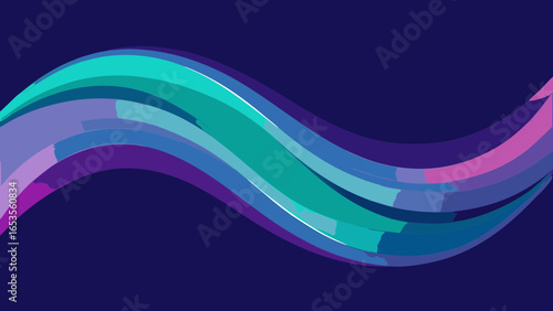 Abstract wave of flowing arrows in vibrant cyan, purple, and blue gradients, symbolizing forward momentum, progress, data flow, growth, and dynamic connection. Ideal for technology backgrounds.