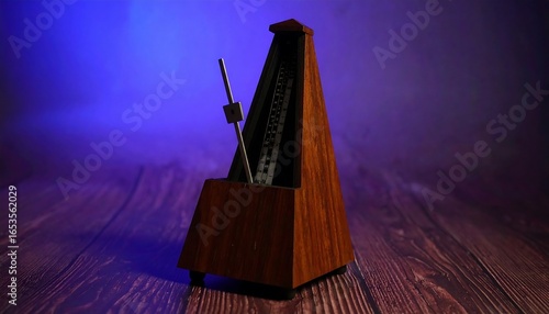 Antique metronome on wooden surface