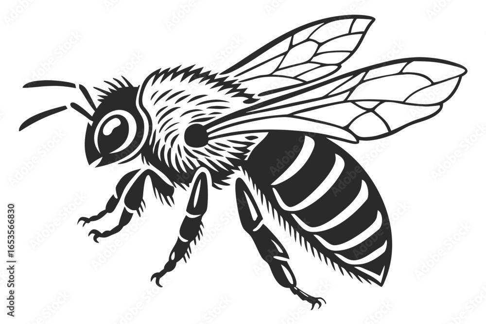 Obraz premium Honeybee sihouette black vector
