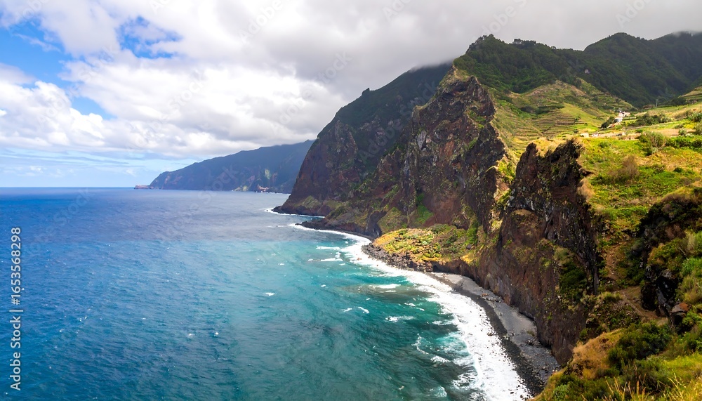 Fototapeta premium Coastal cliffs meet the sea