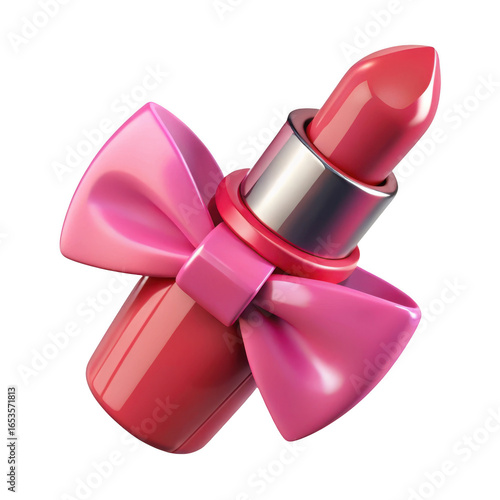 3d pink lipstick with bow accent