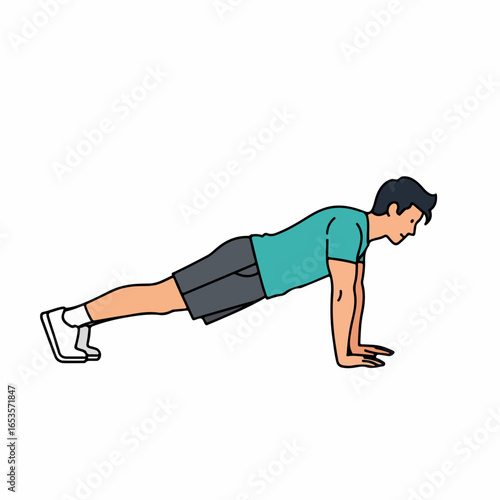 Active man performs plank exercise for core strength and fitness