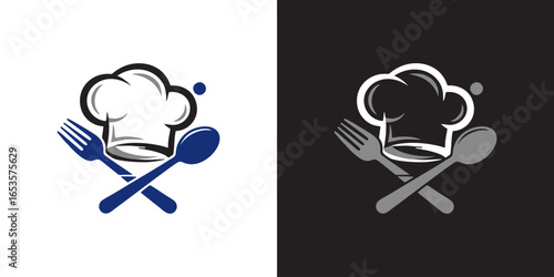 Chef's hat with spoon and fork Logo .