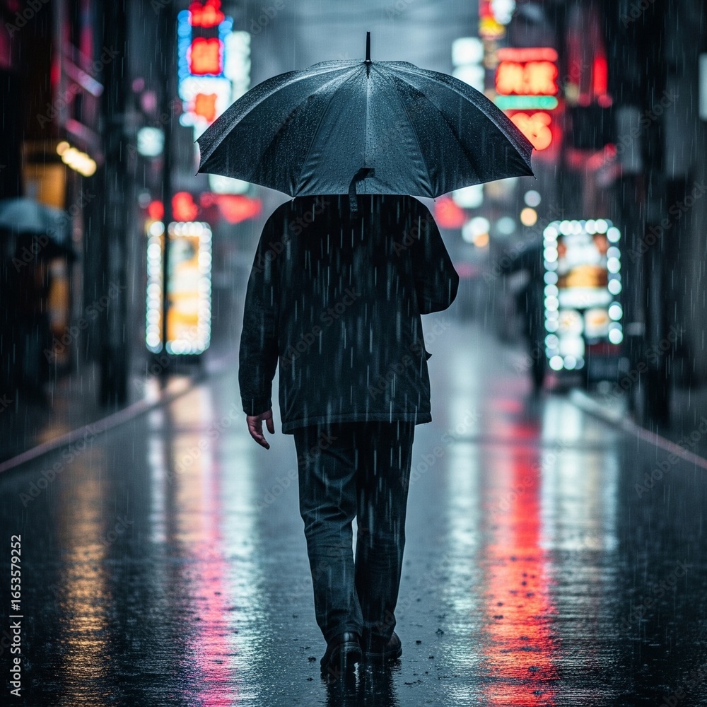 Obraz premium people walking in the rain