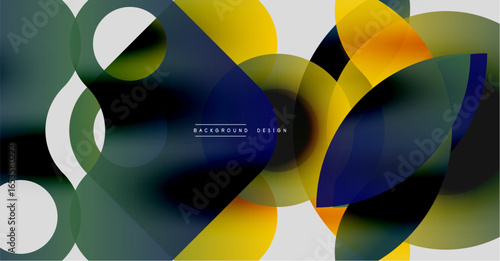 Abstract colorful overlapping circles create dynamic modern design. Gradient shades enhance visual depth, offering sleek aesthetic.