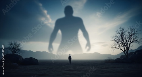 David vs Goliath Metaphor, a Small Figure Facing a Giant, a Business Competition Concept.