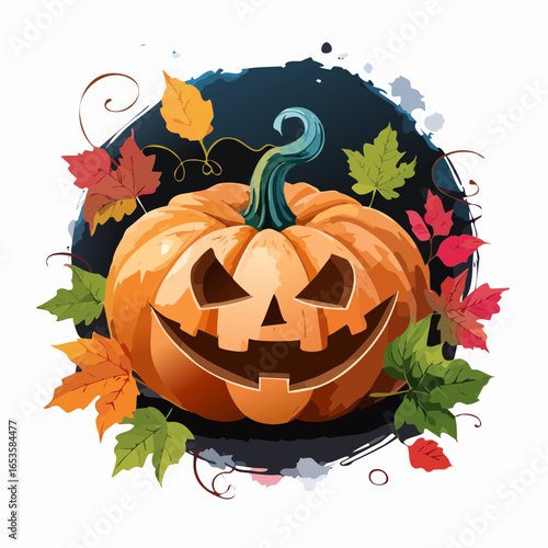 ハロウィンのジャック・オー・ランタン　水彩画風