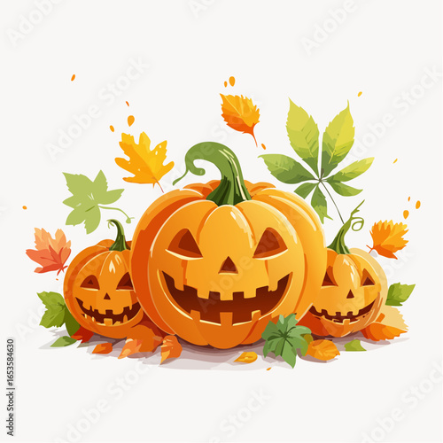 ハロウィンのジャック・オー・ランタン　水彩画風