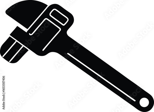 Pipe wrench vector icon.