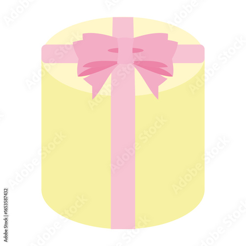 リボン付きのかわいいプレゼントボックス単体のベクターイラスト。誕生日やクリスマス、バレンタイン、結婚祝いなど、あらゆるイベントや祝賀シーンに活用できる素材｜プレゼント,ギフト,リボン