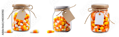 Colorful candy corn jars for festive decor