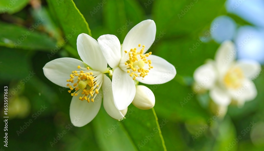 Obraz premium Close-up of delicate white flowers