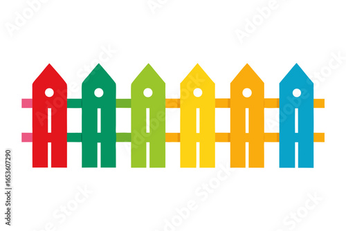 colorful Fence vector silhouette illustration isolated on white background