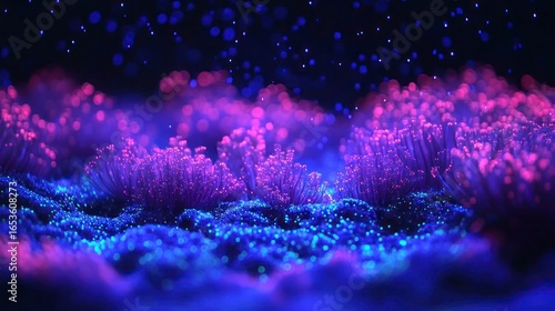 Abstract vibrant, glowing, botanical forms