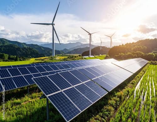 太陽光　風力　生成AI　背景　