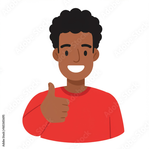 young man with thumb up