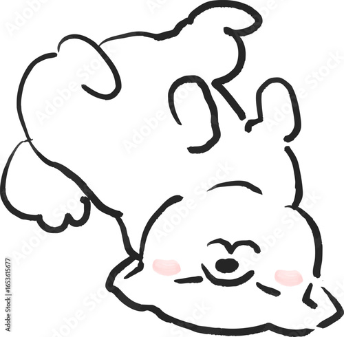 仰向けで寝転がる柴犬のイラスト　犬のイラスト