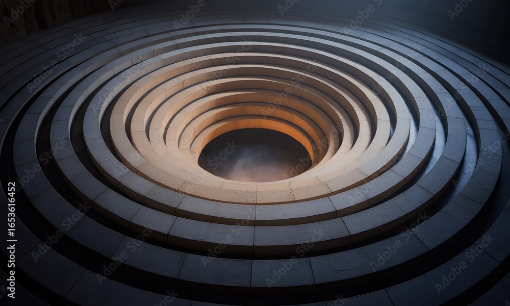 Fototapeta premium Concentric Circles Architecture Abstract Design Modern Structure