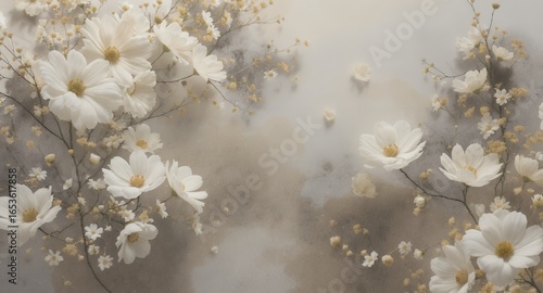 Elegant White Flower Arrangement Soft Hues Neutral Tones for Home Decor Branding